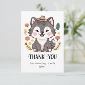 Carte De Remerciements Jolie Baby Shower Loup Rêveur (Debout devant)