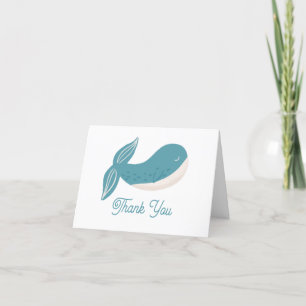 Carte De Remerciements Jolie baleine bleue. Anniversaire nautique pour en