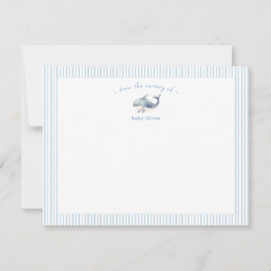 Carte De Remerciements Jolie baleine bleue Petit garçon bleu