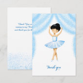 Carte De Remerciements Jolie ballerine brune en tutu bleu (Devant / Derrière)