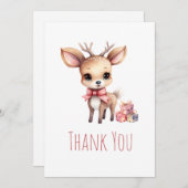 Carte De Remerciements Jolie Bébé Cerf avec fête des cadeaux (Devant / Derrière)