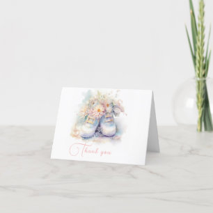 Carte De Remerciements Jolie boîte blanche bébé avec fleurs