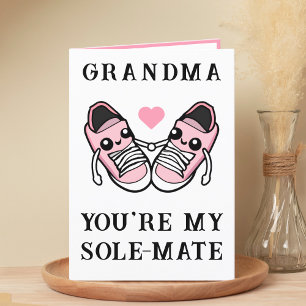 Carte De Remerciements Jolie Chaussure Rose Vive Grand-mère Joyeux annive