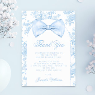 Carte De Remerciements Jolie cravate bleue française bohème pour la fête