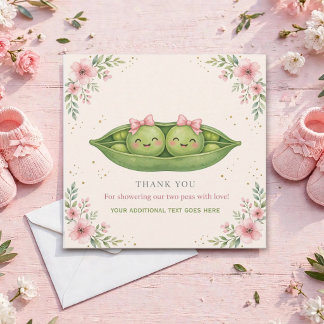 Carte De Remerciements Jolie Deux Petits Pois dans une Cosse Fête de Nais