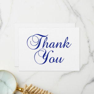 Carte De Remerciements Jolie écriture calligraphique bleu royal