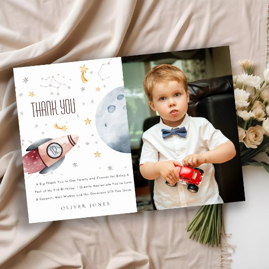 Carte De Remerciements Jolie étoile de l'espace Planètes Anniversaire de 