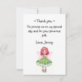 Carte De Remerciements Jolie Fairy Girl's rose et vert (Dos)
