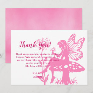 Carte De Remerciements Jolie fée champignon et fleurs Baby Shower