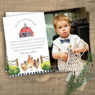 Carte De Remerciements Jolie Ferme de Poules de Grange Rouge Rustique Pho