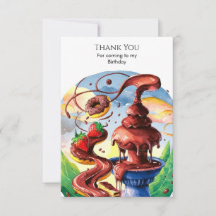 Carte De Remerciements Jolie Fête d'Anniversaire au Chocolat de Fontaine 