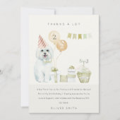 Carte De Remerciements Jolie fête d'anniversaire de chien aquarelle verte (Devant)