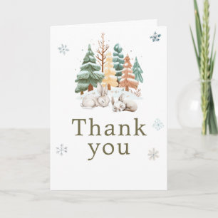 Carte De Remerciements Jolie fête d'anniversaire de lapins d'hiver