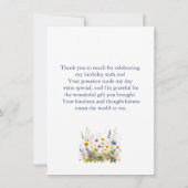Carte De Remerciements Jolie fête d'anniversaire Fleur sauvage (Dos)