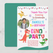 Carte De Remerciements Jolie fête d'anniversaire moderne de dinosaure pou (Devant / Derrière)