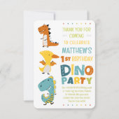 Carte De Remerciements Jolie fête d'anniversaire moderne de dinosaure pou (Devant)