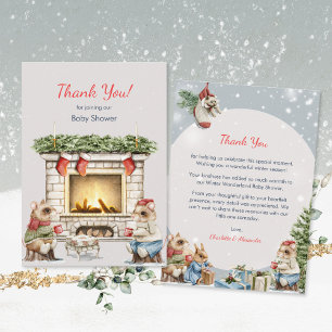 Carte De Remerciements Jolie fête de thé hivernale pour bébé avec de mign