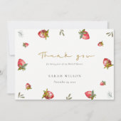 Carte De Remerciements Jolie feuille de fraise rouge botanique Shower de  (Devant)