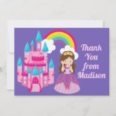 Carte De Remerciements Jolie Fille Anniversaire Château Princesse Violett (Devant)