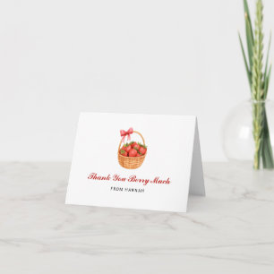 Carte De Remerciements Jolie Fille aux Fraises Baby Shower Fraises Beauco