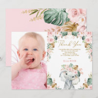 Jolie fille éléphante Boho rose Floral Anniversair