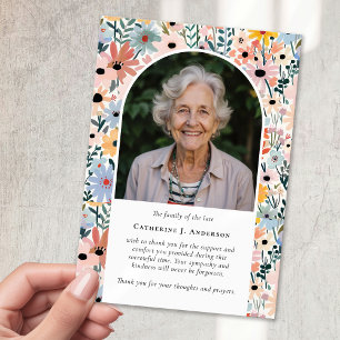 Carte De Remerciements Jolie florales Photo Sympathy Funeral Memorial