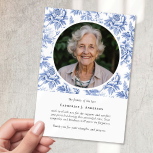 Carte De Remerciements Jolie florales Photo Sympathy Funeral Memorial