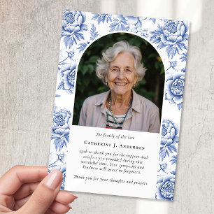 Carte De Remerciements Jolie florales Photo Sympathy Funeral Memorial