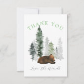 Carte De Remerciements Jolie forêt de couleur aquarelle bébé ours (Devant)