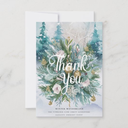 Carte De Remerciements Jolie Forêt Grateful Joyeuses vacances (Devant)