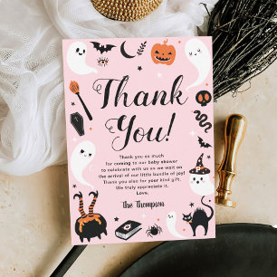 Carte De Remerciements Jolie Halloween rose bébé fille douche