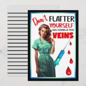 Carte De Remerciements Jolie Infirmière Nostalgique Pin-Up Ne vous flatte (Devant / Derrière)