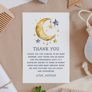 Carte De Remerciements Jolie lune lunaire et étoiles baby shower céleste