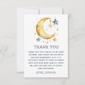 Carte De Remerciements Jolie lune lunaire et étoiles baby shower céleste (Devant)