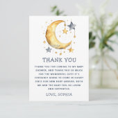 Carte De Remerciements Jolie lune lunaire et étoiles baby shower céleste (Debout devant)