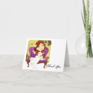 Carte De Remerciements Jolie Mariée de Dessin Animé Remerciement pour la