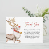 Carte De Remerciements Jolie Noël Cartoon Reindeer Salutation vacances (Debout devant)