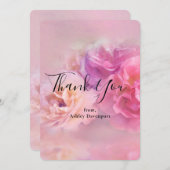 Carte De Remerciements Jolie oeillets rose et blanc (Devant / Derrière)