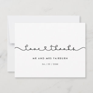 Carte De Remerciements Jolie police de mariage à cœur connecté Amour & me