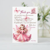 Carte De Remerciements Jolie princesse fée de château rose aquarelle (Debout devant)