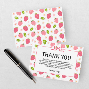 Carte De Remerciements Jolie Remerciement Anniversaire Filles Rose Fraise