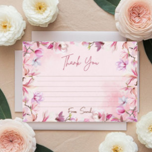 Carte De Remerciements Jolie rose élégant floral aquarelle