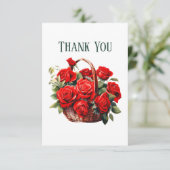 Carte De Remerciements Jolie roses rouges ajouter un message (Debout devant)