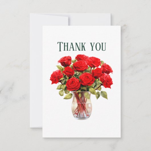 Carte De Remerciements Jolie roses rouges ajouter un message (Devant)