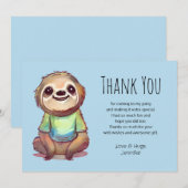 Carte De Remerciements Jolie Sloth portant une chemise (Devant / Derrière)
