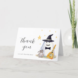 Carte De Remerciements Jolie Sorcière Petit Boo Ghost Boy Baby shower