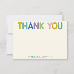 Carte De Remerciements Jolie typographie moderne fantaisiste et colorée p