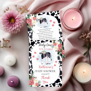 Carte De Remerciements Jolie vache sainte, C'est une fille Baby shower Me