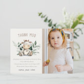 Carte De Remerciements Jolie Vache Sainte Feuillage Neutre Photo Annivers (Debout devant)