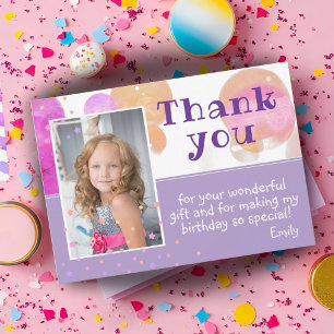 Carte De Remerciements Jolies Bulles Roses Photo Anniversaire Fille
